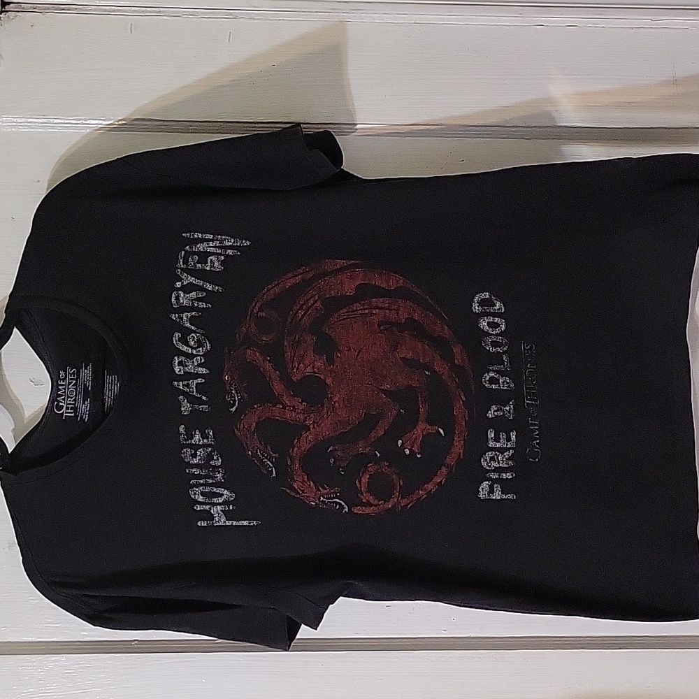 Games of Throne Men's XL 2014 House Targaryen Black Graphic Shortsleeve Shirt